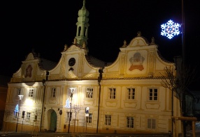 Illuminated Town Hall in Christmas season
