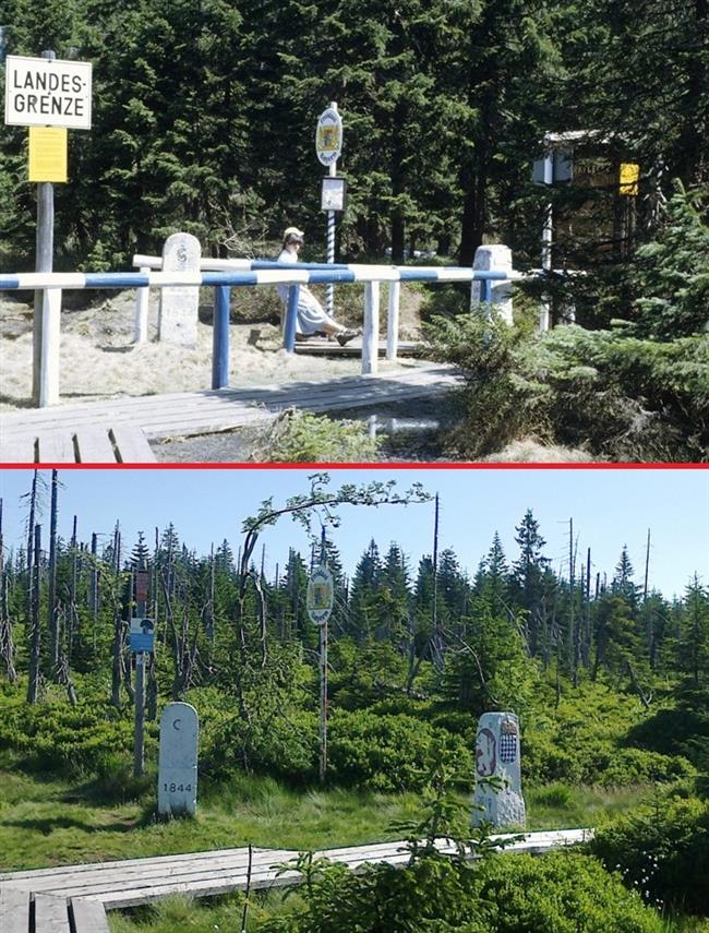 Hraniční rozcestí pod Luzným v 80. letech