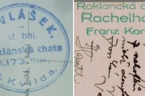 Turistická razítka lesníků Vláška a Kortuse